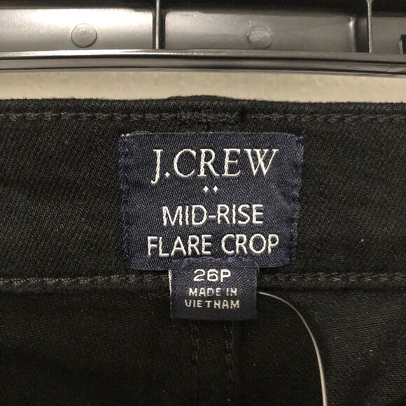 J.Crew Womens Jeans 26 Petites‎ Black Mid-Rise Flare Crop All-Day Stretch NWT - Picture 6 of 8